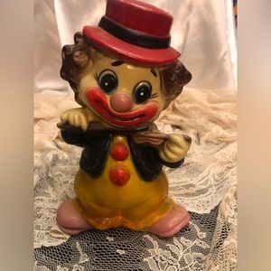 Vintage MC Plastic Clown Banks Set of 2 1940s-60s